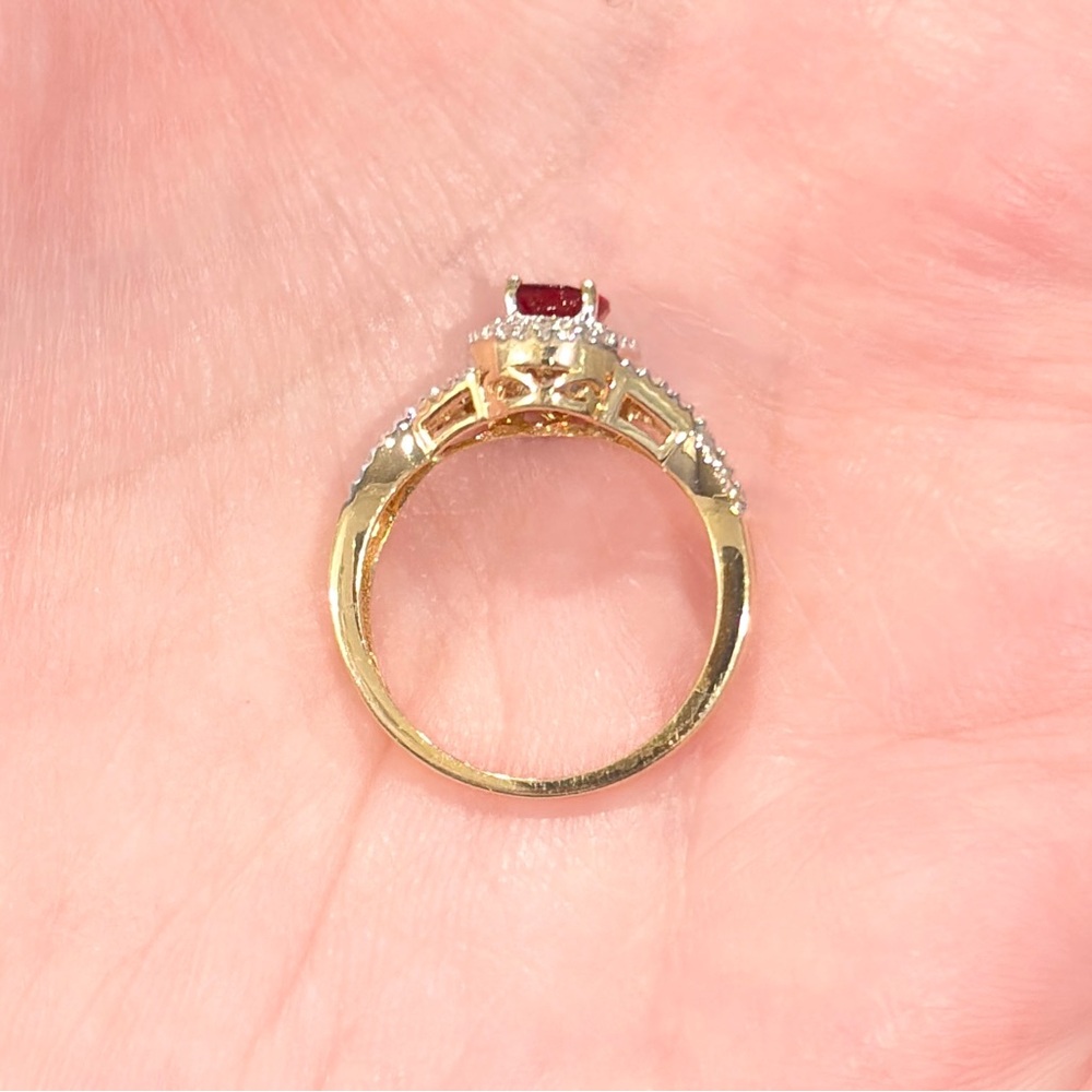 14K Madeira Citrine Diamond Ring Infinity Halo Vivid Red Orange, Oval Rose 6.25 - Picture 11 of 15